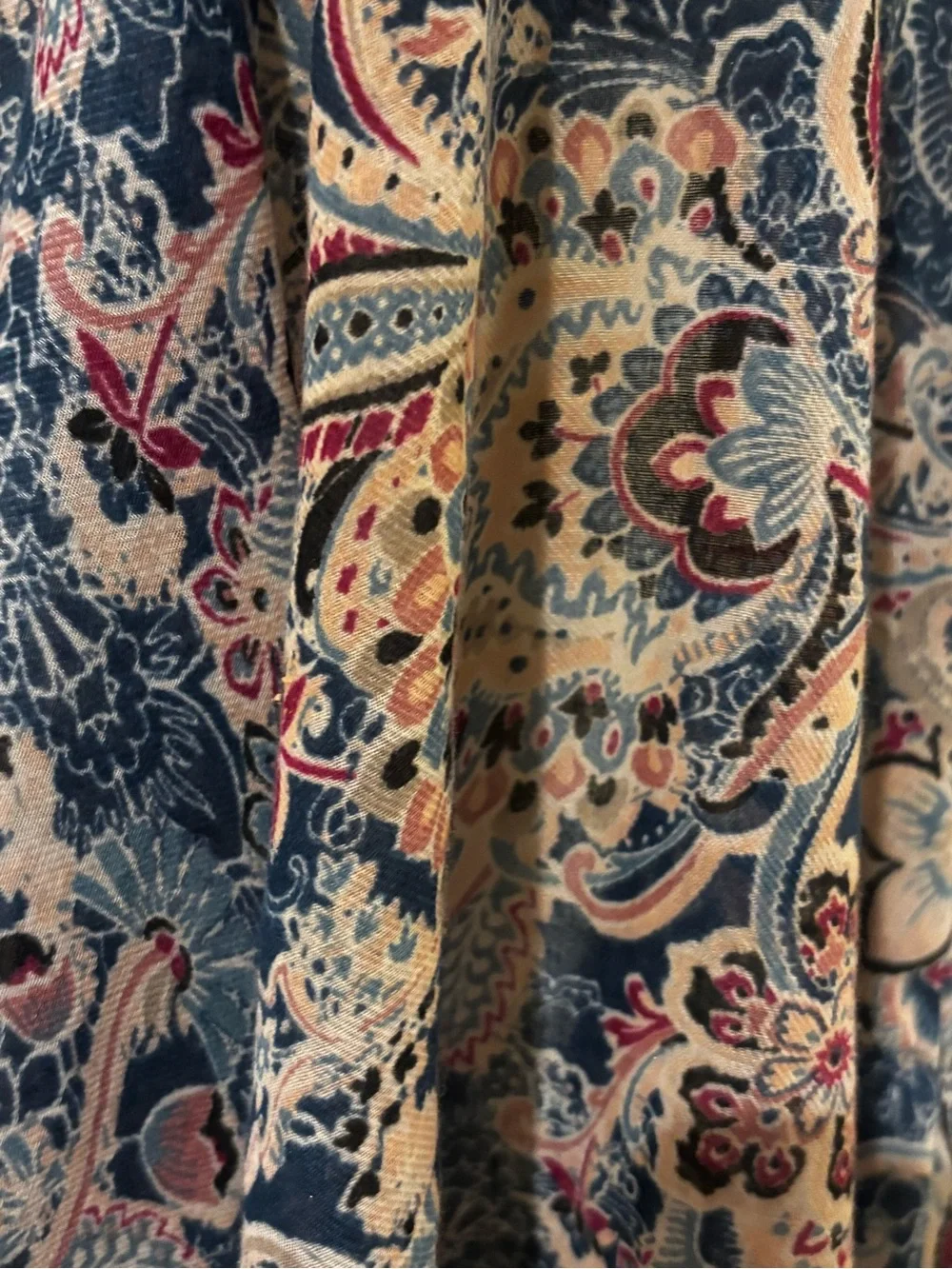 VTG striking dark multi paisley scarf features an intricate vtg inspired floral